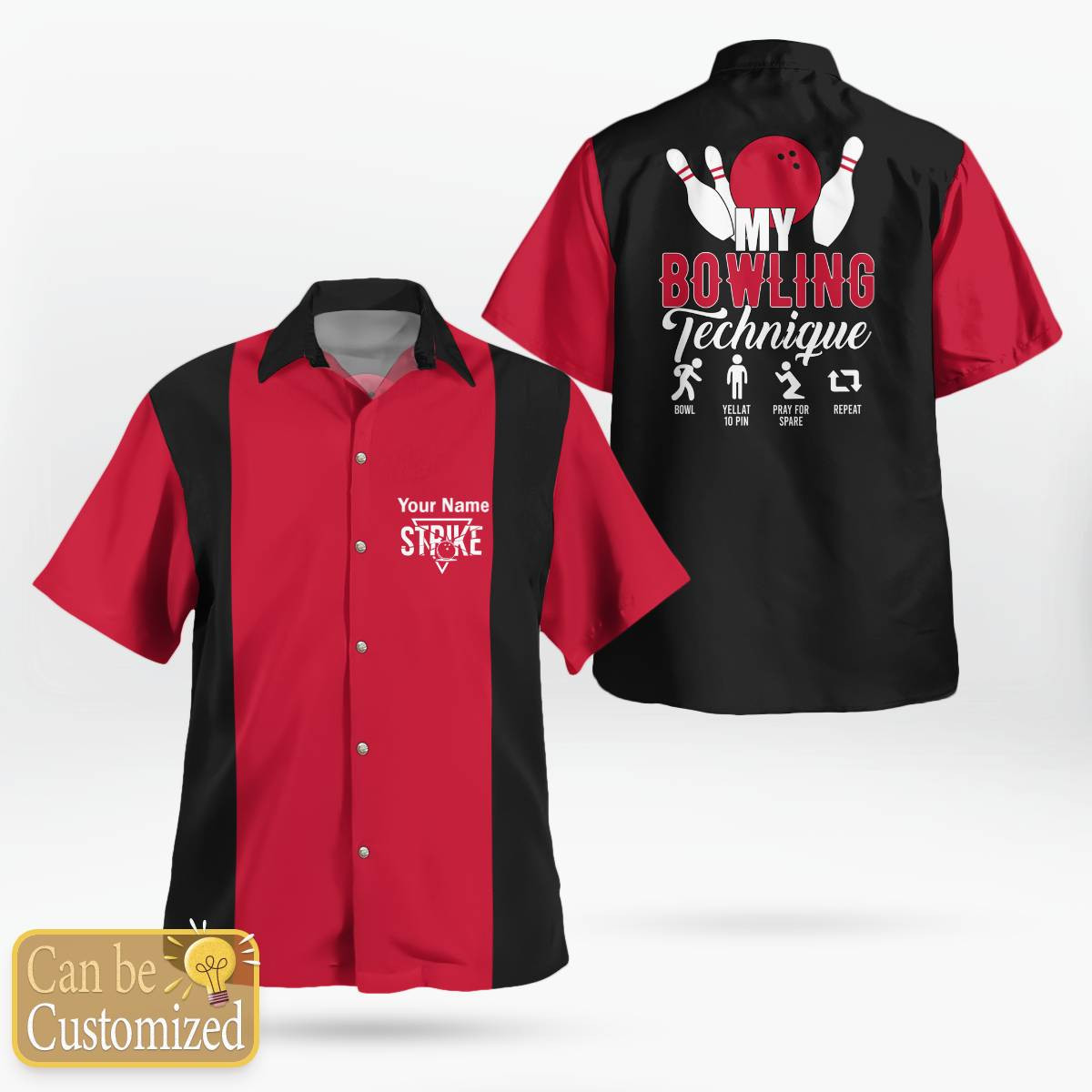 Custom Name And Color Strike Bowling Shirt — image 1